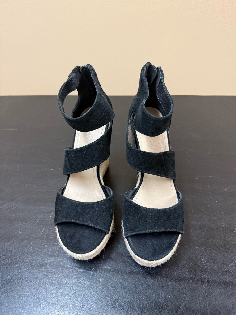 Botkier Black Suede Strappy Espadrille Wedges